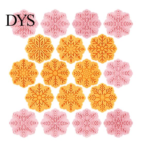 Cookie Stamp 9Pcs 3D Fondant Mold Easy to Demold DIY Cake Biscuit Decorating Tools Merry Christmas Snowflake for Home Baking