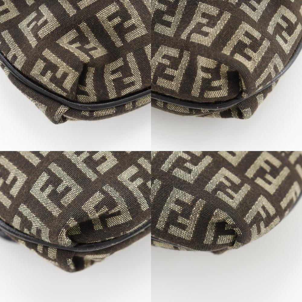 FENDI Zucchino Shoulder Bag Brown Nylon canvas Women Used