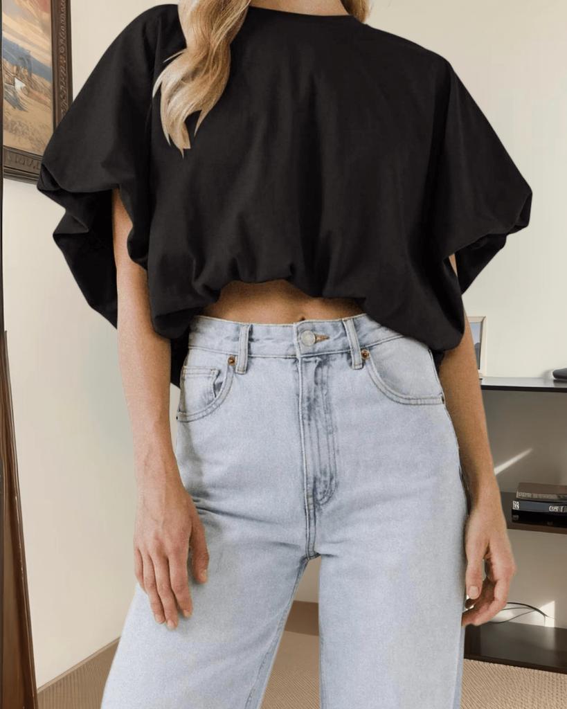 Womens Summer Crew Neck Crop T Shirt Short Sleeve Casual Slim Top
