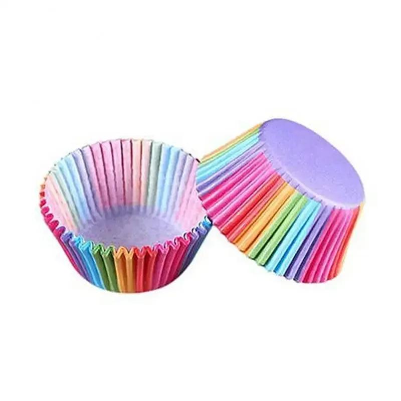 100PCS/set Shape Liner Box Cake Baking Muffin Paper Cup Party Tray Mold Decoration Rainbow Cupcakes of Any Color