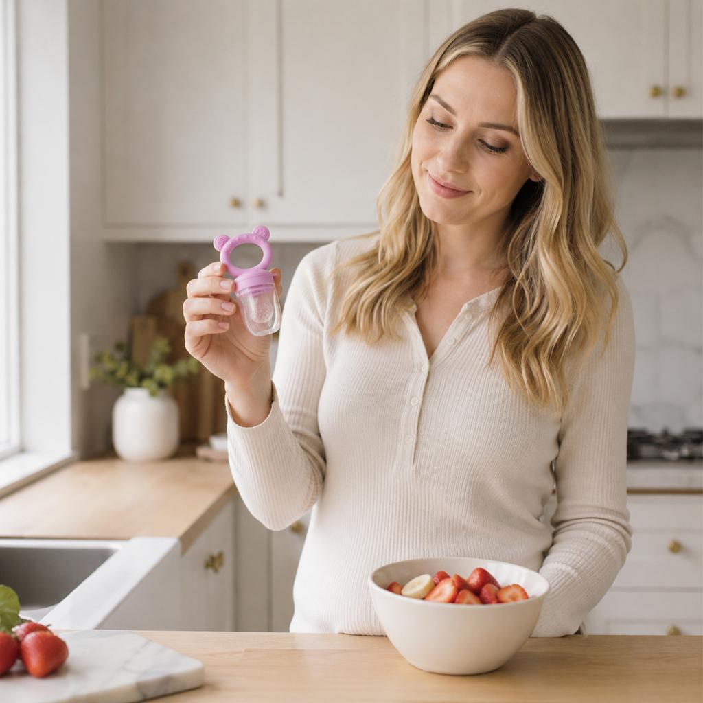 Baby Silicone Fruit Feeder Pacifier Safe Fresh Food Feeder for Infants Teething Relief Easy To Hold Self Feeding Baby Food Dispenser