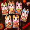 6pcs Red Color Spring Festival Hongbao Cartoon Lucky Money Envelopes Cartoon Red Packets  Lunar Year