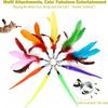 11 Pack Retractable Fishing Rod Funny Cat Stick Pet Caterpillar Feather Replacement Head Cat Toys Interactive Pet Products