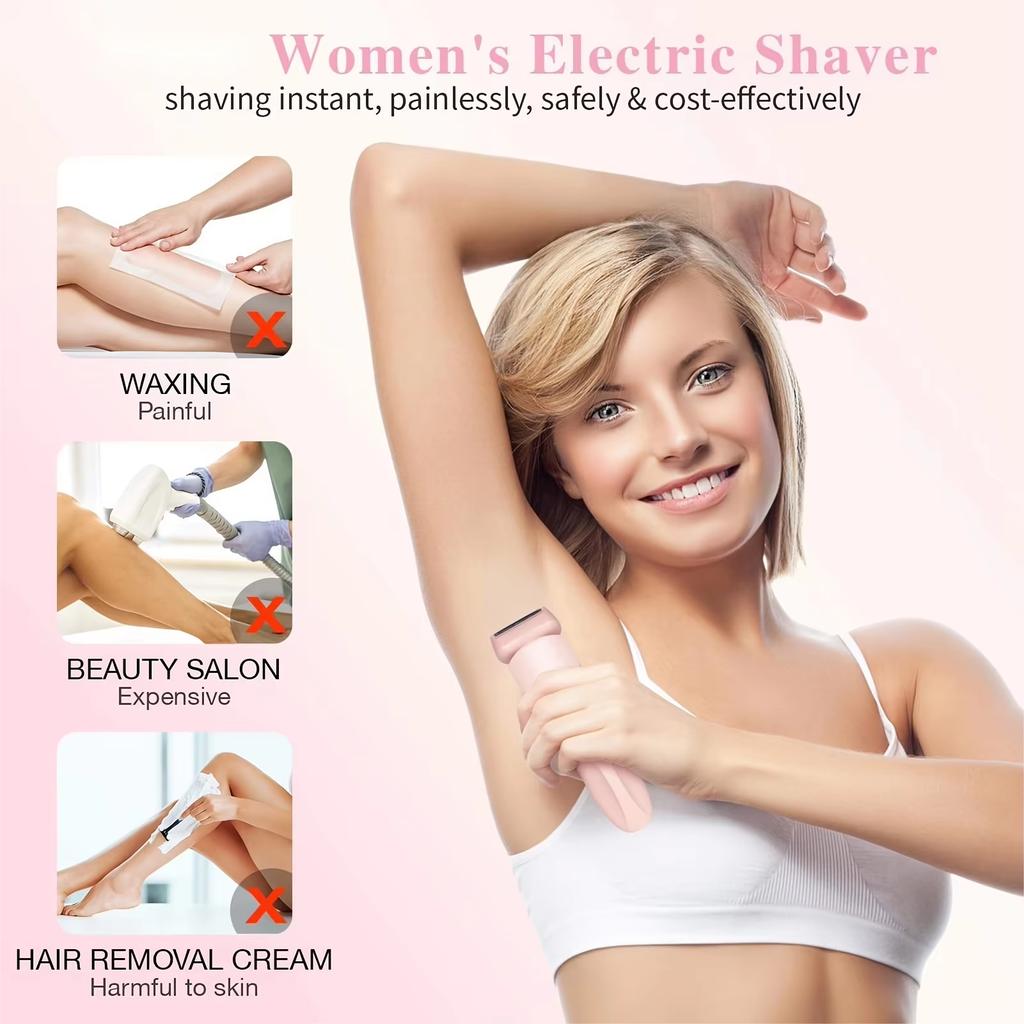 Electric Razors for Women 2 In 1 Bikini Trimmer Face Shavers Hair Removal for Underarms Legs Ladies Body Trimmer IPX7 Waterproof