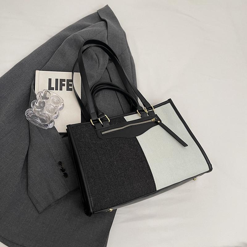 Denim Umhängetasche Damen Color Block Tragetasche Einkaufstasche