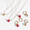 Cute Fashion Plated Titanium Steel 3D Drip Oil Apple Necklace Earrings Fruit Series Accessories Red Apple Pendant Necklace Jewel