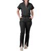 Women's Loose And Comfortable V-neck Short Sleeved Workwear With Multiple Pockets Suit Set