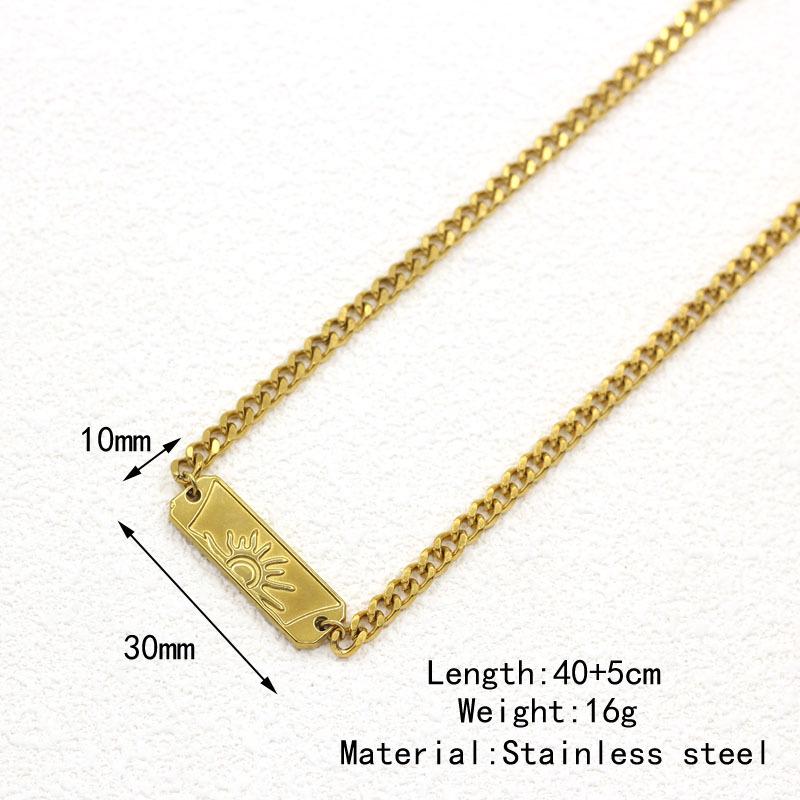 Gold-Plated Stainless Steel Women's Sun Pendant Necklace