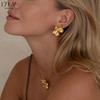 Fashion Flower Earrings And Necklace Set Jewelry Women Trendy Shiny Daily Party Accessory Decorative Gift Idea For Her Elegant