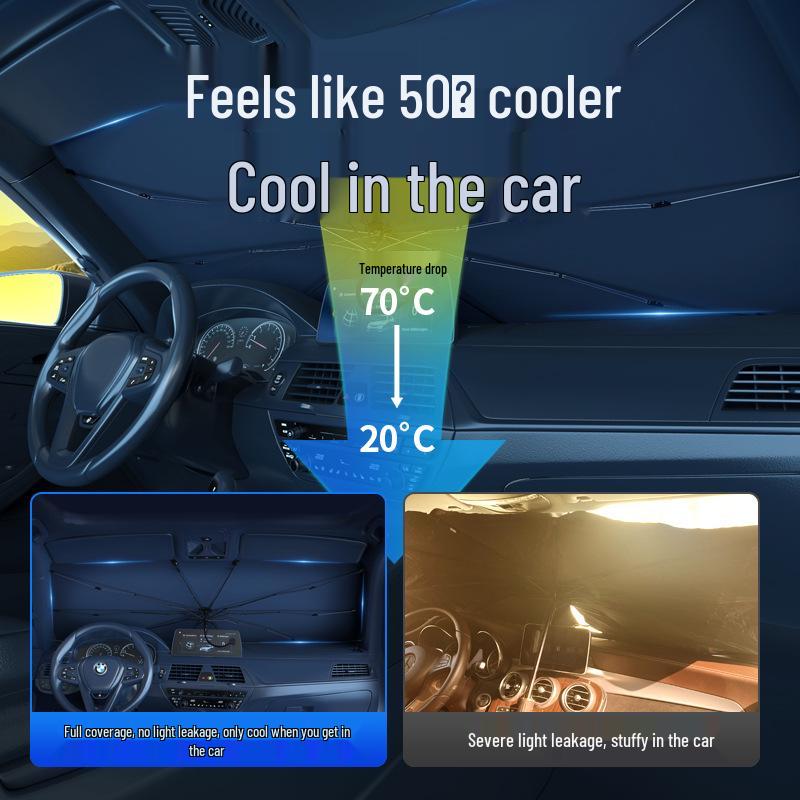 Foldable Laser Umbrella Car Sunshade – Heat Insulation Windshield Curtain