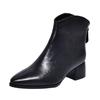Pointed short boots women's new simple temperament knight boots rear zipper cotton boots