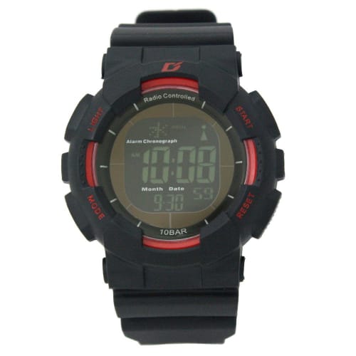 Arias Men's Radio-Controlled Solar Digital Watch with Dash Function, Waterproof, Multi-Function, Backlit, Inverted LCD Display, Urethane Strap, ADWW15