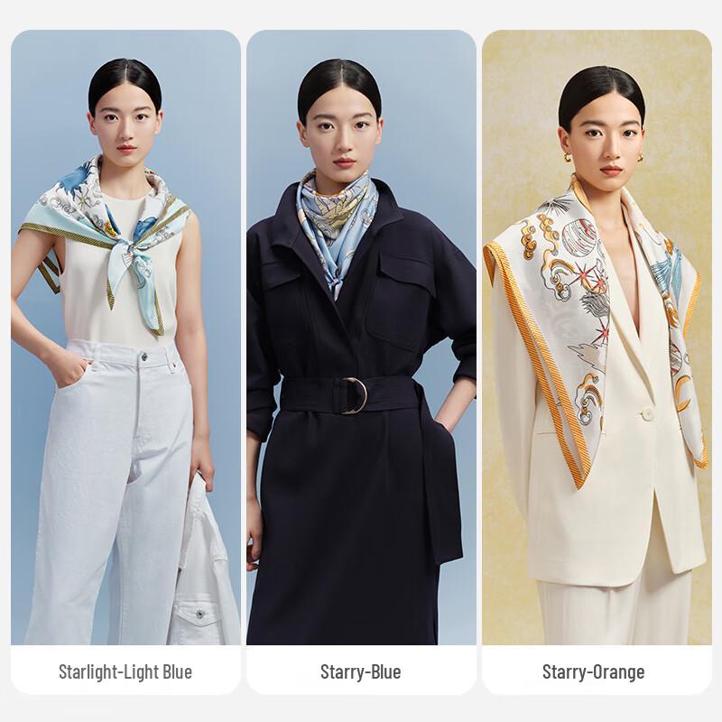 WENSLI Starry Splendor 100% Mulberry Silk Scarf for Women