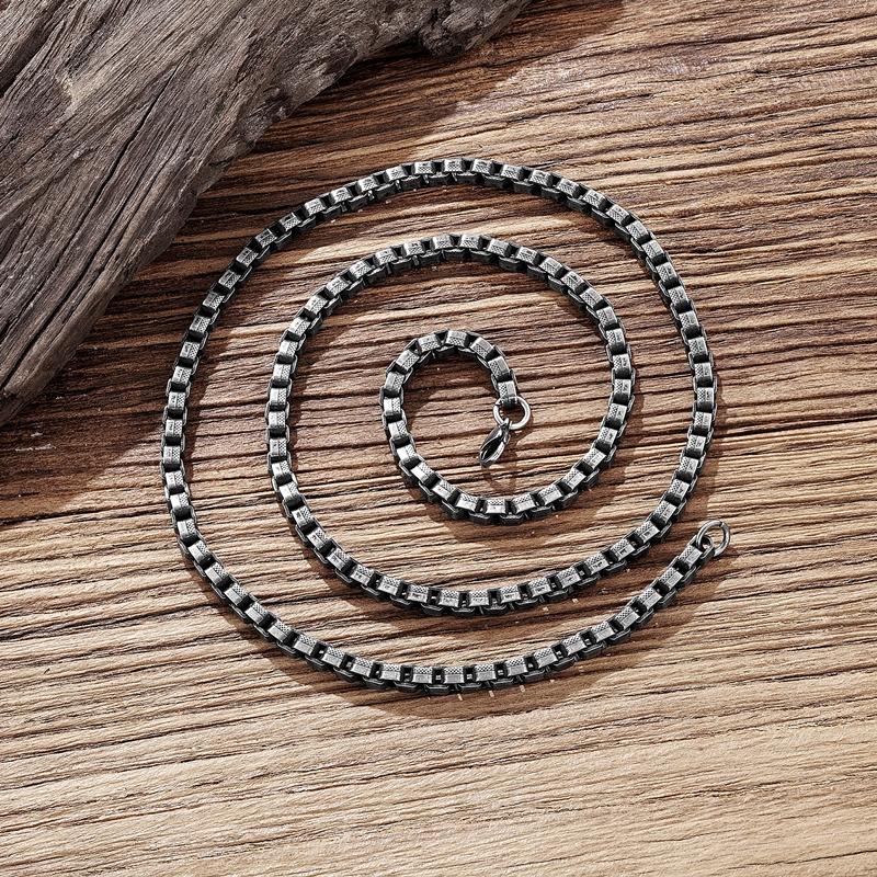 Basic Box Chain Necklace For Men Punk Retro Stainless Steel Long Necklace Men Hip Hop Jewelry Gift