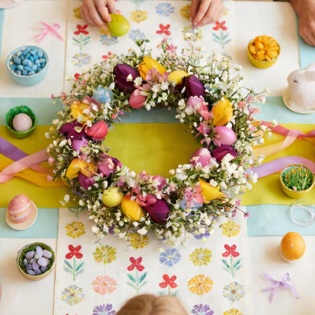 Easter Door Wreath 17 Inch Artificial Spring Flower Wreath Funny Front Door Decor for Home Entryway Yard Patio Farmhouse Party
