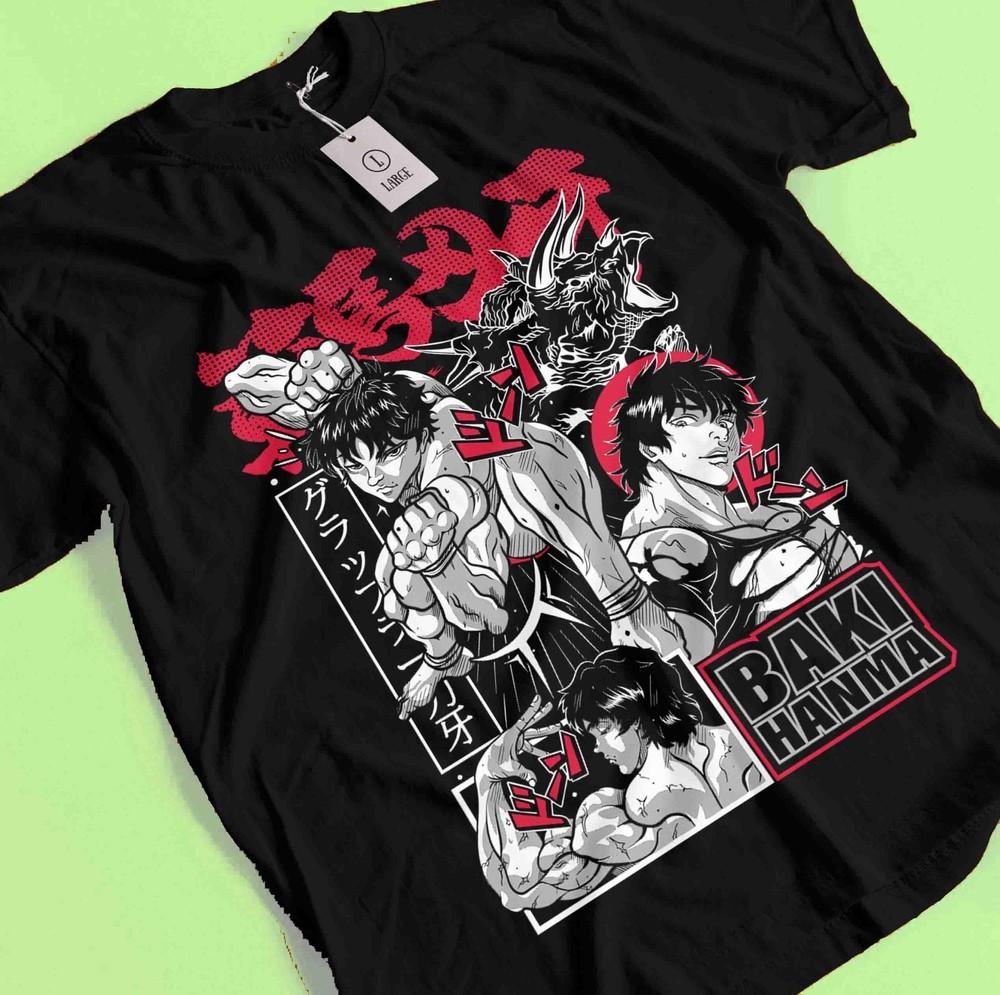 Baki The Grappler T-Shirt Baki Hanma Tshirt Yujiro Shirt Fighting Jack Biscuit