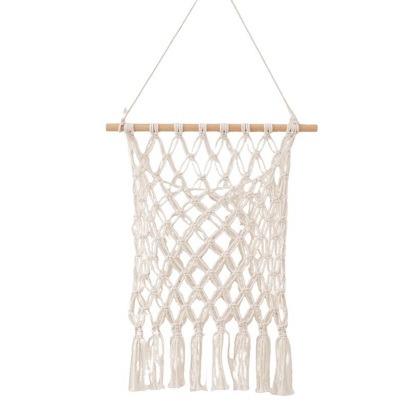 1 Stück Boho Wanddeko Zeitschriftennetzhalter Dekorative Makramee Wandnetz für Zuhause Makramee Wandregal mit Quasten Tragbar