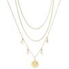Sun Moon Stars Double Layer Titanium Steel Necklace - Versatile Stackable Clavicle Chain for Women
