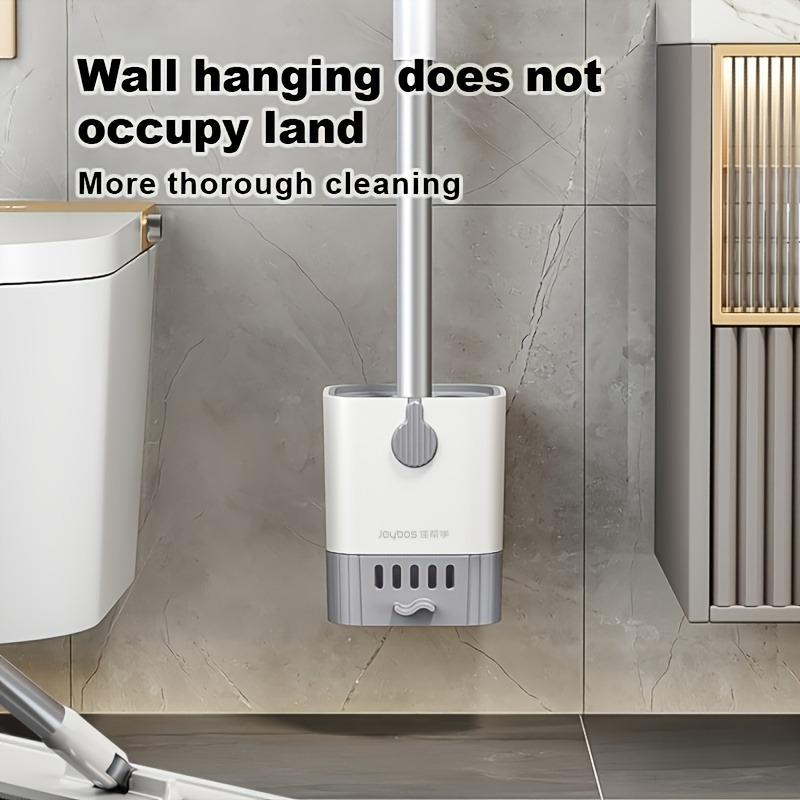 Wall-mounted Toilet Brush with Long Handle, Flexible No-dead-angle Cleaning, Comes with Storage Holder for Bathroom Use.
