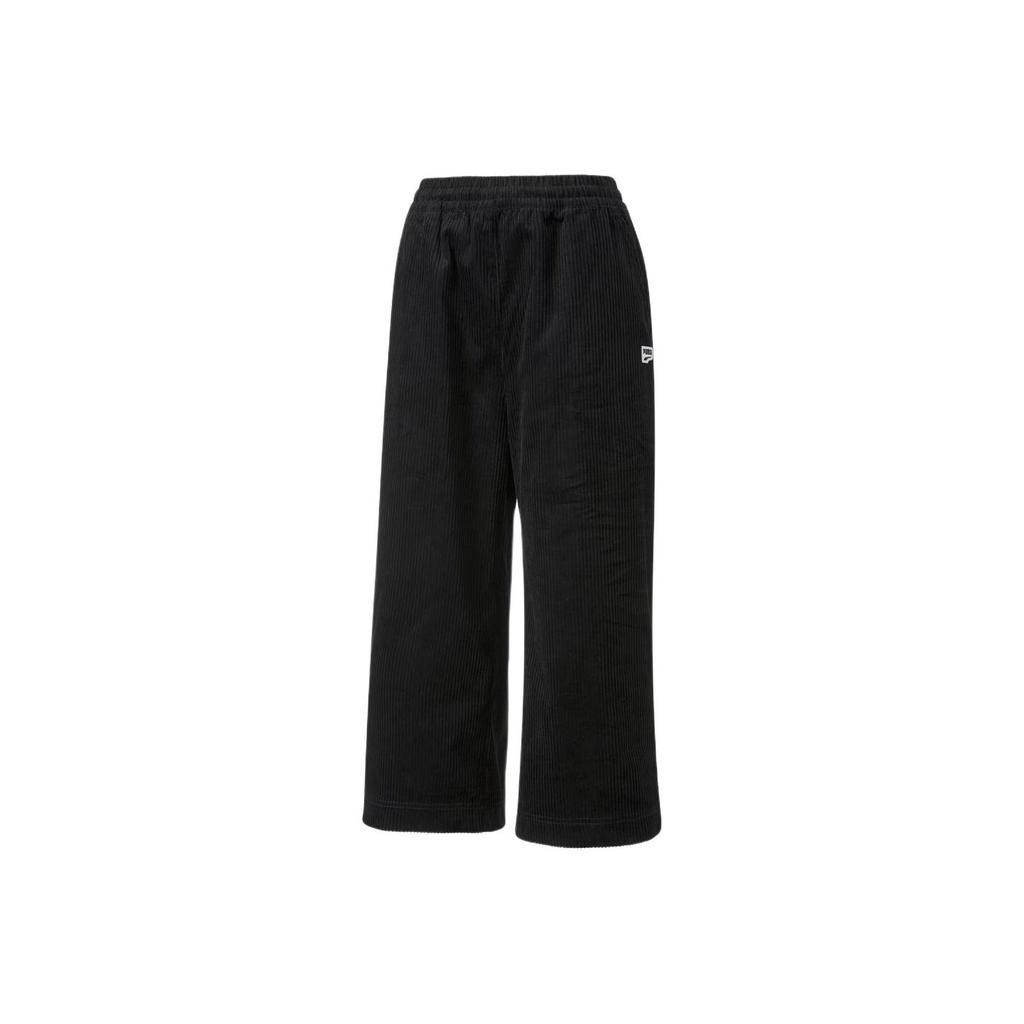 Puma Solid Corduroy Design Elastic Mid Waist Nine Point Casual Pants Women Bottoms Black 535748-01