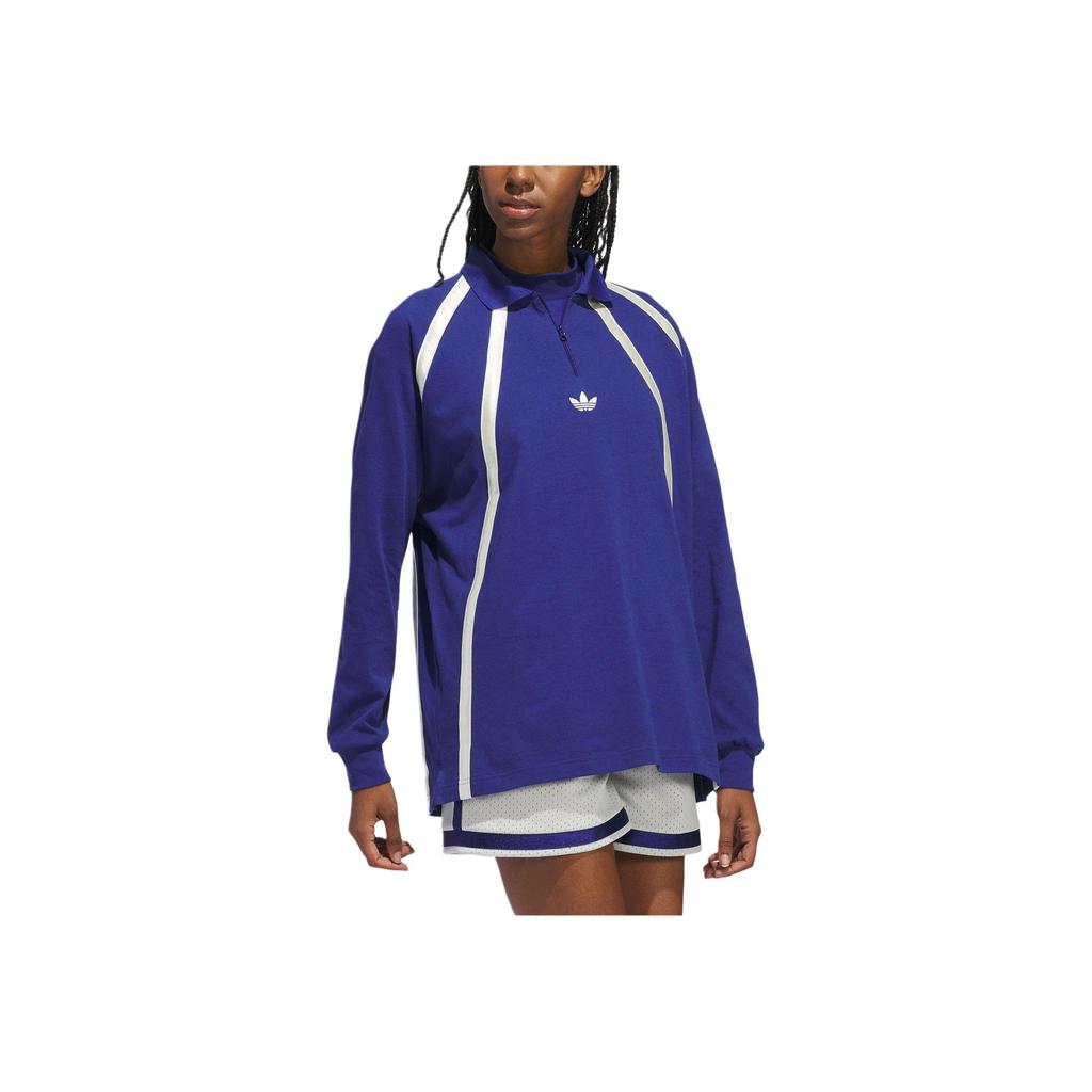 Adidas Originals Rugby Long Sleeve Polo Shirt Unisex Tops Blue IR6378