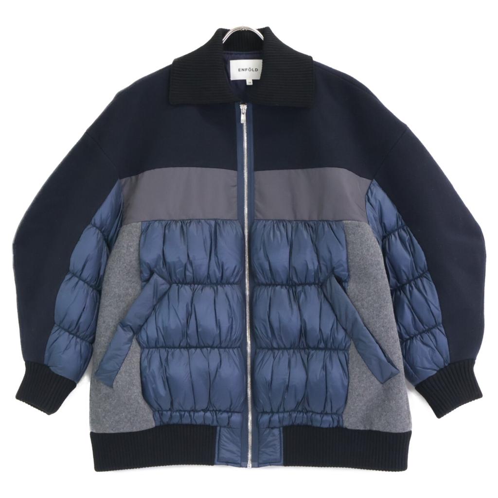 ENFOLD 22AW 300FA230-1930 Navy Soft Lambskin Melton Blouson Jacket 36 NavyUsed