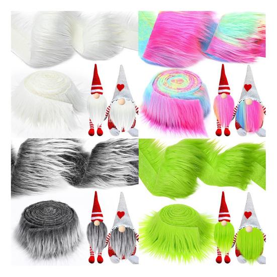 Fuzzy Kunstfellstreifen 5ft Zotteliger Plüschstoff Vorgeschnittener Streifen Flauschiger Nicht-Haarender Pelzstreifen für Zwergpuppenbärte Hutedges DIY-Bastelarbeiten Weihnachtsdeko