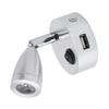 RV Reading Lamp Button Switch 350° Rotatable RV Spotlight with USB Port for Boat Yacht Motorhome 4000K DC10‑30V Silver