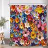 Watercolor Floral Shower Curtain Daisy Herb Plant Flower Botanical Bathroom Decor Modern Dark Polyester Bath Curtain With Hooks