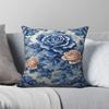 Dutch Delft Blue Roses Square Pillowcase Polyester Linen Velvet Pattern Zip Decor Throw Pillow Case Home Cushion Cover