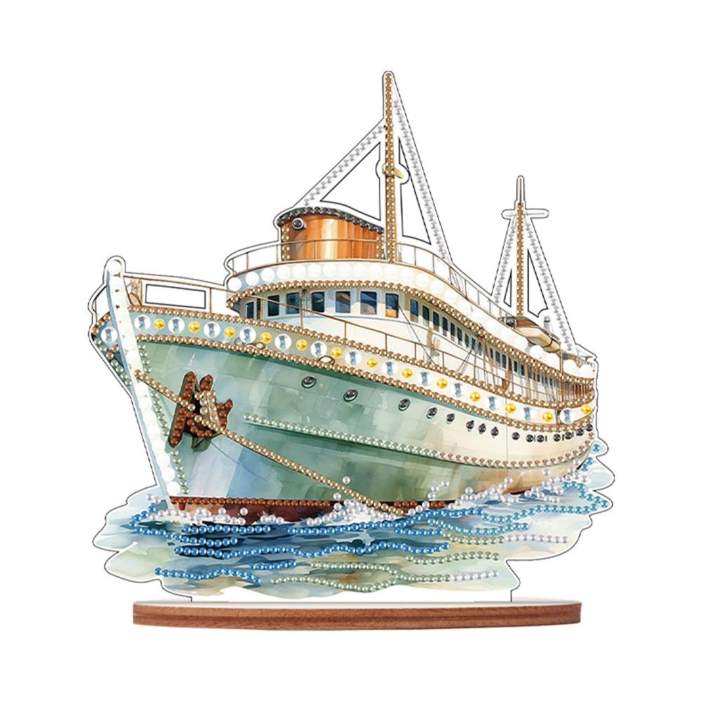 Wooden Santa Ornaments Kit Diamond Painting Desktop Diamonds Painting Desktop Decorations for Xmas Table Office Home Decoration