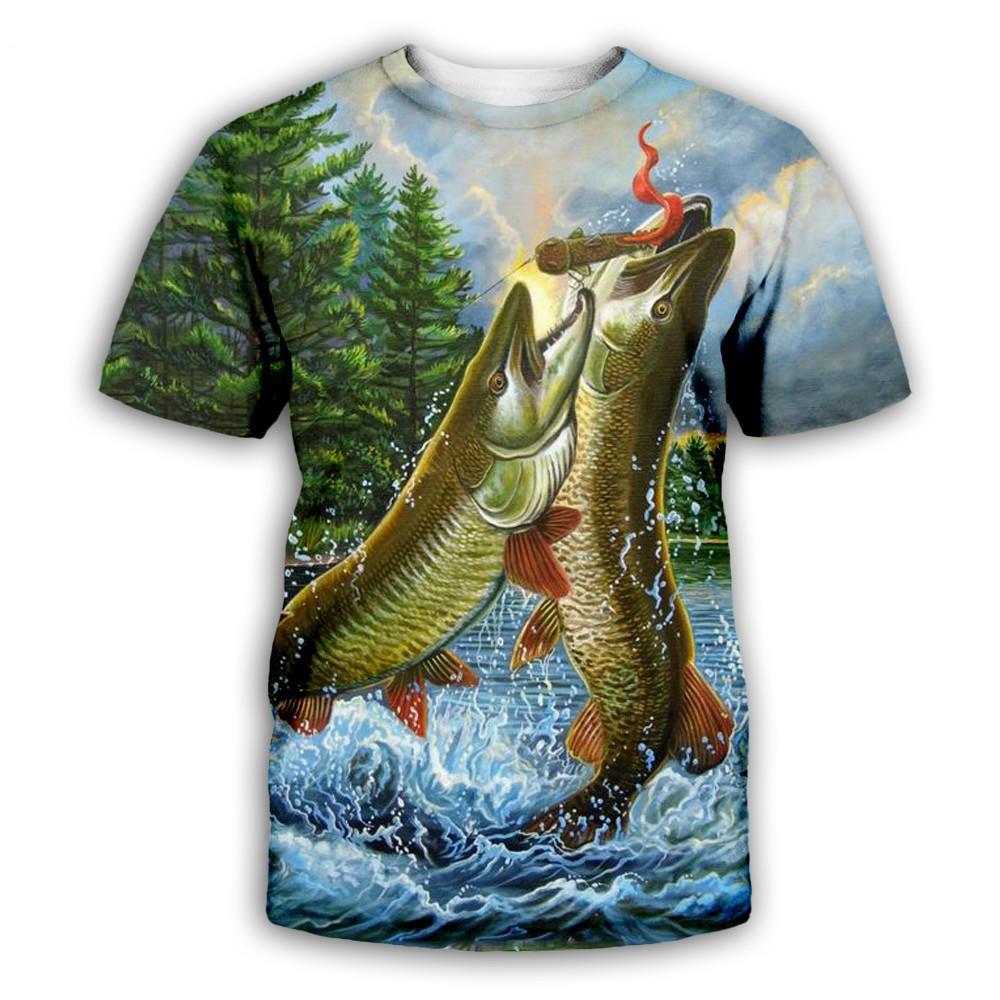 Summer Fishing 3D Print T-Shirts Men Women Hip Hop Short Sleeve T Shirt Oversized Outdoor Tees Harajuku Y2k Tops S Clothing