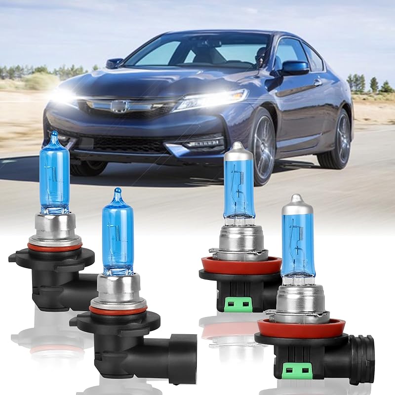 Fit for Honda Accord 2013 2014 2015 2016 2017 2018 & 2008-2012 Coupe High Performance Halogen Headlight Bulbs,9005 High Beam + H11 Low Beam Headlamp Honda Accord 2013 - 2018