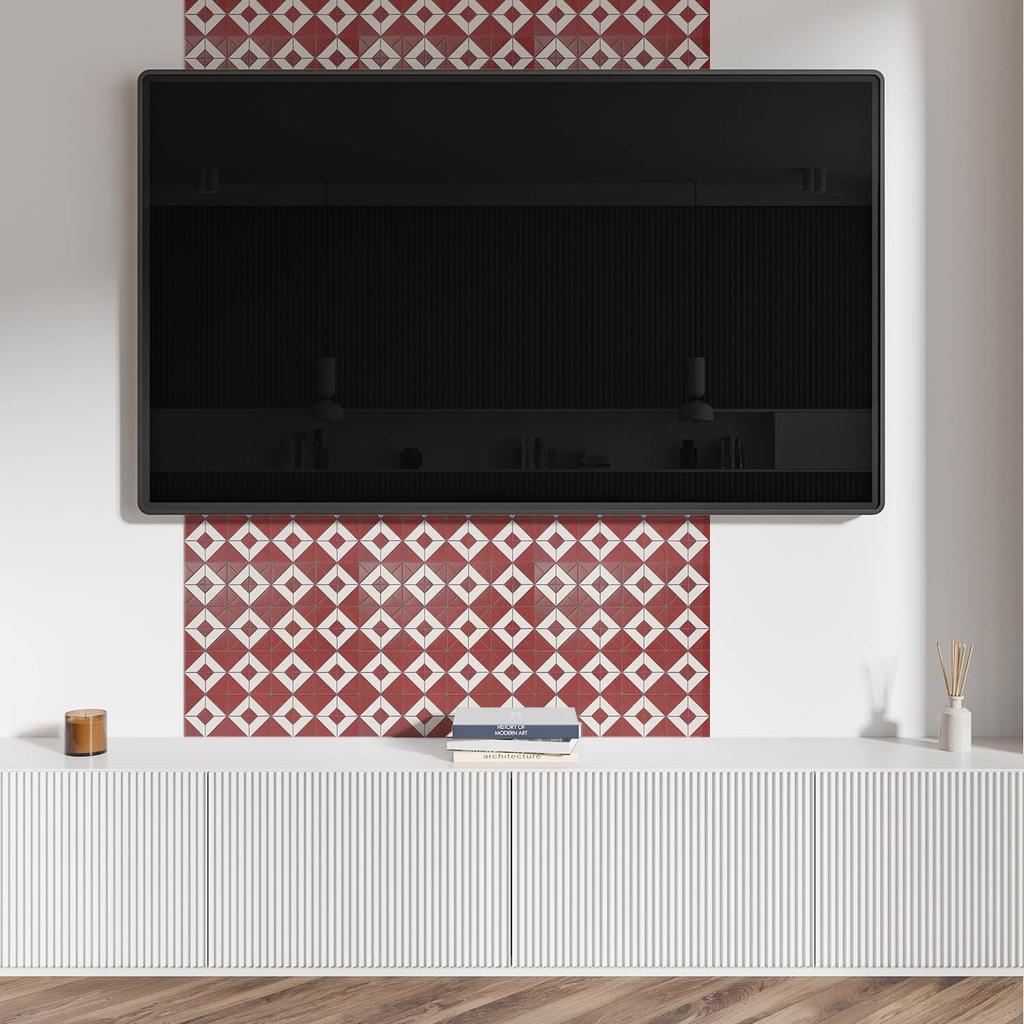 Package of PVC Tiles with Decor for Kitchen or Bathroom Geometric Patterns In a 9x30x30 Cm Layout