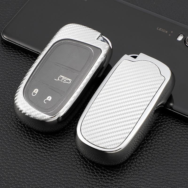Carbon Fiber Car Key Cover for Jeep Compass & Renegade