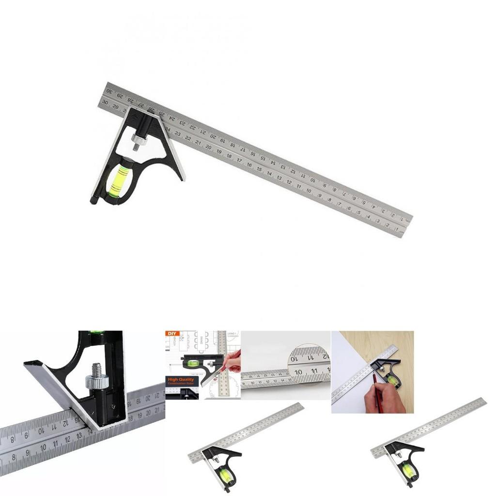 Régua Nível de Ângulo Ajustável de Aço Inoxidável Ferramenta de Medição Para Projetos de Precisão 300mm