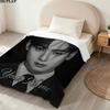 1PC Name Black White Custom Name Patterned Flannel Blanket Suitable For All Seasons for Home Decor Warmth and Comfort Gifts Holiday Gift