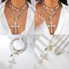 Style Layered Cross Pendant Necklace With Rhinestone Embellishments For Women