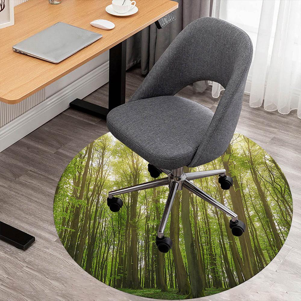 1pc forest nature Round Chair mat Area Rug - Non-Slip, Floor Mat for Office, Bedroom, and Indoor Decor c1118199