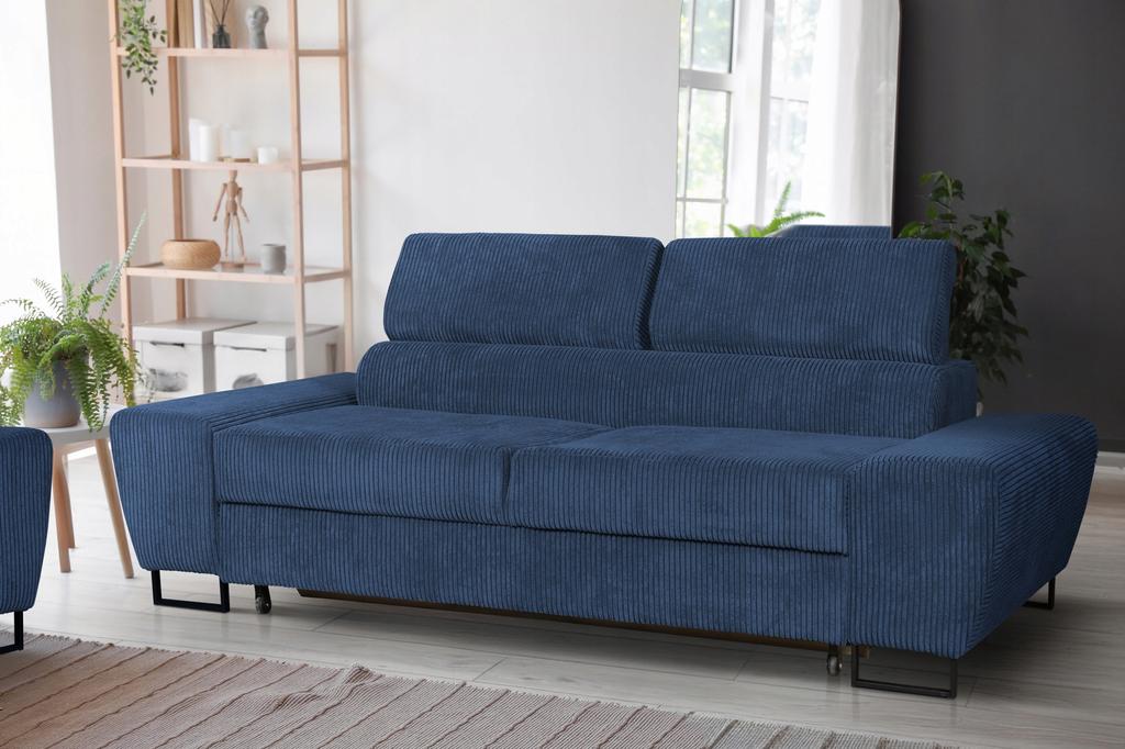Sofa Couch Savio Living Room Family Furniture Black Corduroy Reg Headrest