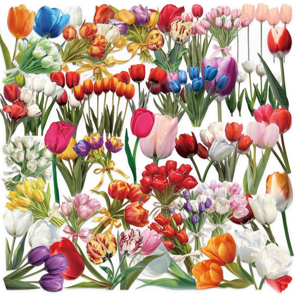 Floral Ink PET Transparent Stickers for Phone, Laptop, Suitcase, and Cup Decoration