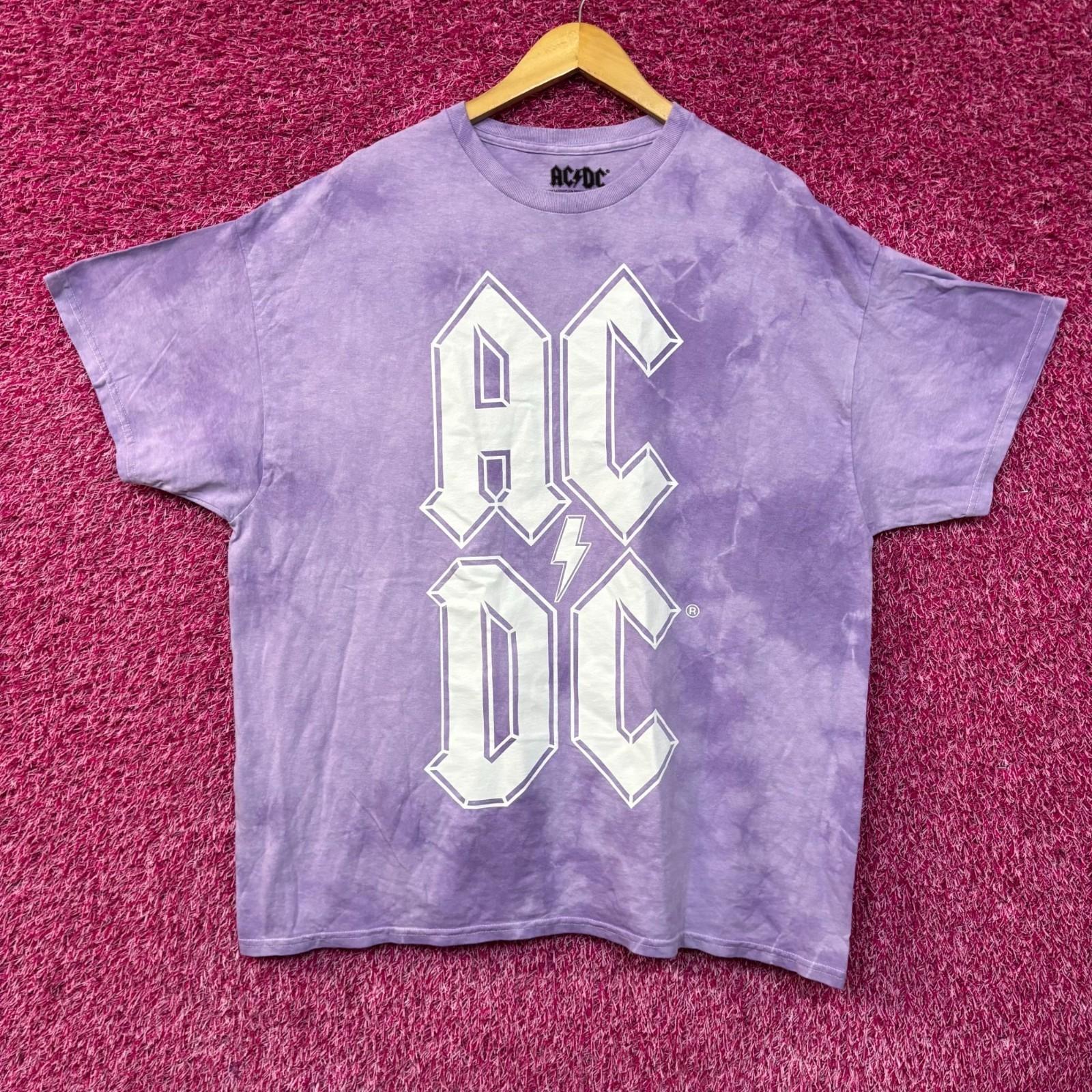 AC/DC Logo Graphic Design Tie-Dye 100% Cotton T-shirt Mens Tees Top S