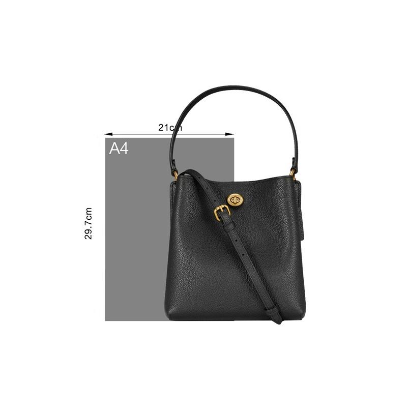 Coach Charlie 21 Pebble Grain Leather Bucket Bag Women Bags Black 89102-B4BK