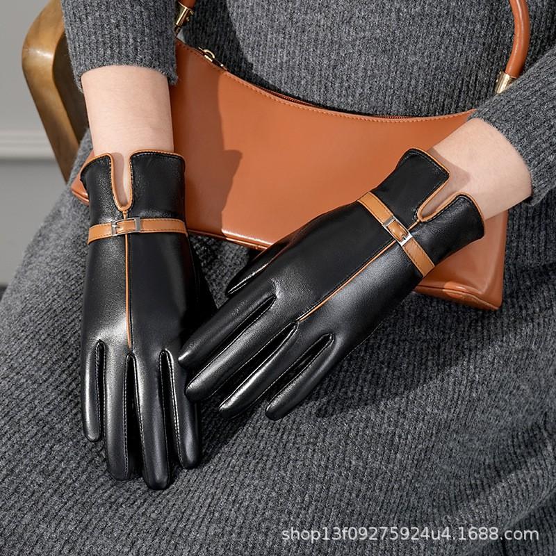 Womens Winter Leather Gloves Touchscreen Warm Windproof Fleece Lined Driving Cycling Outdoor