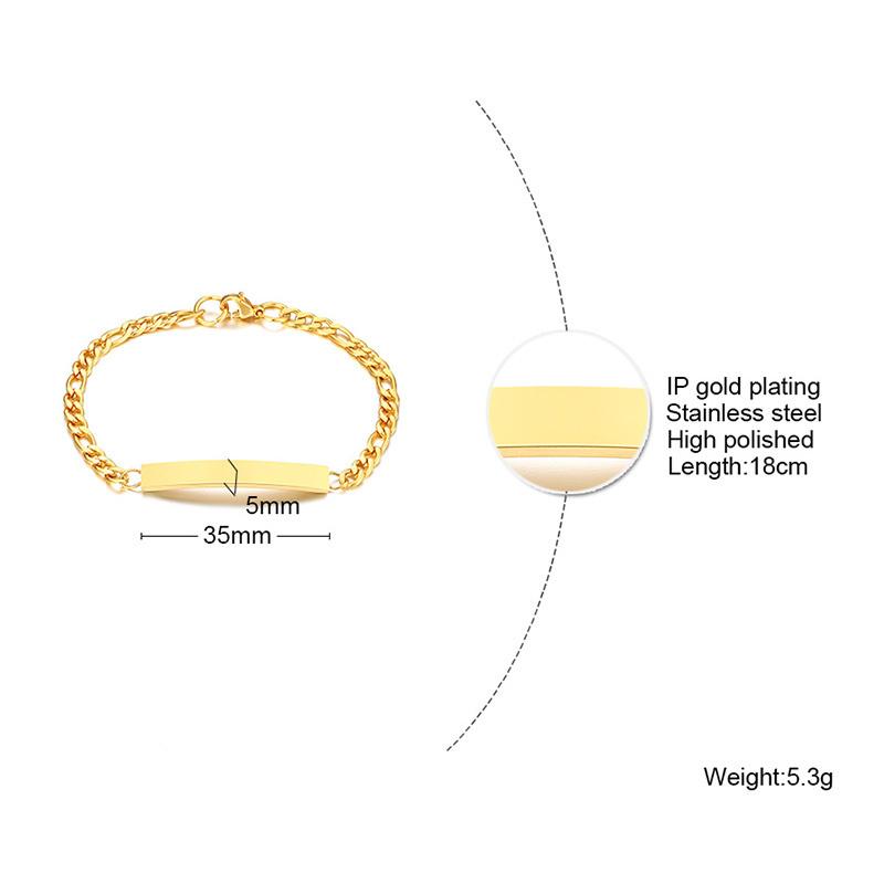 Elegant Personalized ID Bar Bracelets for Women 5mm Thin Stainless Steel Link Chain Custom Quotes BFF Bracelet Gift Jewelry