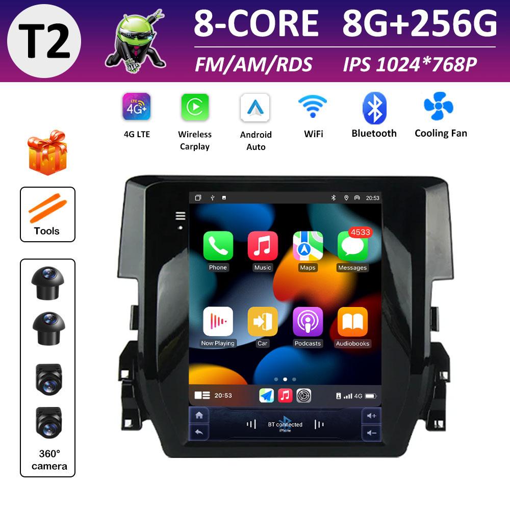 Android Intelligent System Bluetooth for Honda Civic 10 FC FK 2015 2016 2017 - 2020 IPS Touch Screen DSP Stereo Accessories WIFI