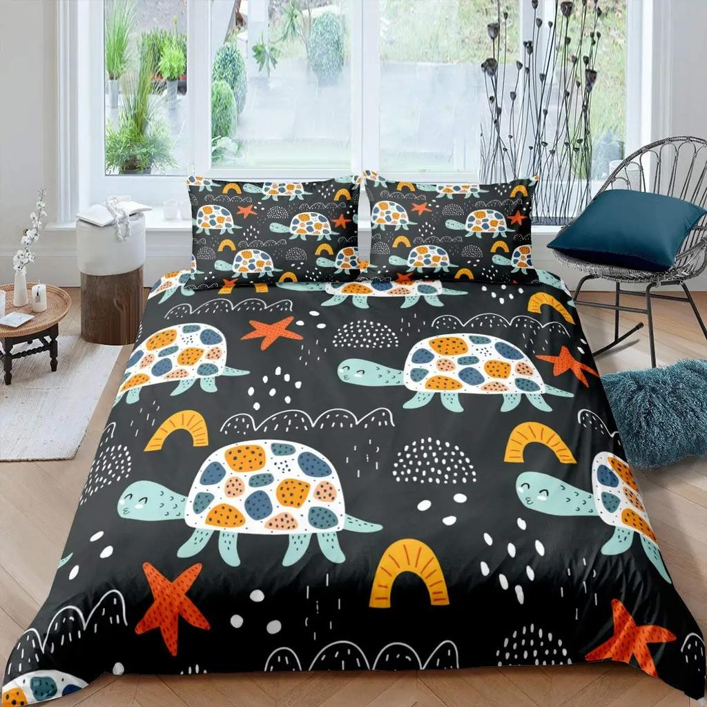 Cartoon Sloth King Queen Duvet Cover Kids Cute Animal Bedding Set Bathtub Decor Blue Comforter Cover Soft Polyester Quilt Cover