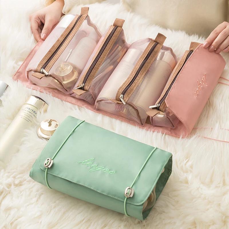 4in1 Detachable Makeup Bag Organizer Organizer Storage Bag Separation Travel Storage Organizers Folding Portable Wash Bag