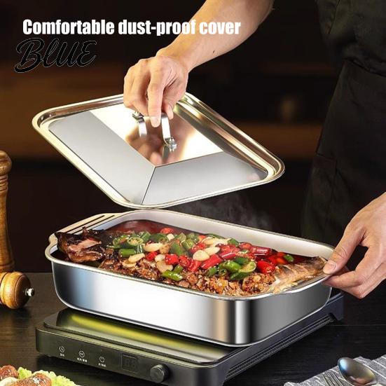 Pirofila da Arrosto in Metallo Resistente Teglia da Forno in Acciaio Inossidabile con Manici Vassoi Rettangolari Robusti Vassoi Grandi Resistenti alle Alte Temperature Utensili da Cucina,