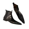 Fashion Retro Short Boots Women's Autumn/Winter Genuine Leather Pointed Chelsea Boots Womens Flat Bare shoes for Women Thin shoes Women